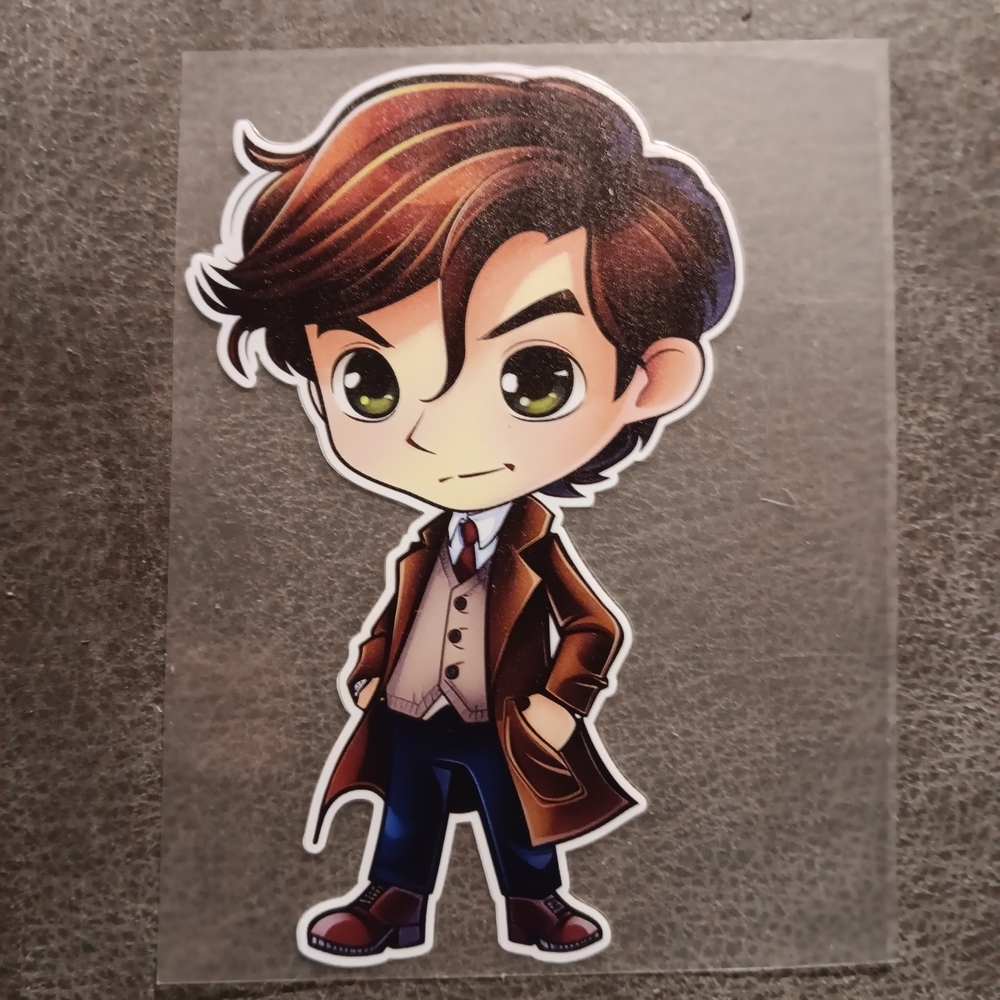 Dr Who Chibi Character Sticker with Brown Coat